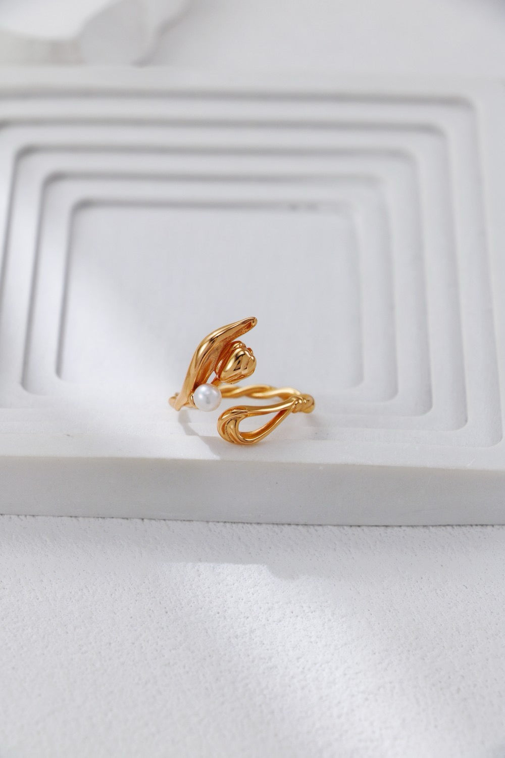 Collection Tulipe|Bague perle ouverte