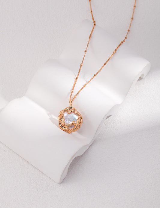 Collier baroque en perle naturelle – Argent 925 doré vieilli