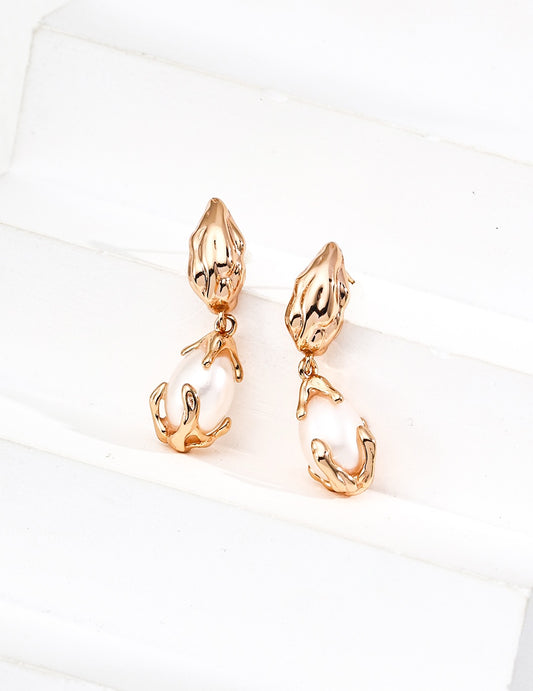 Boucles d’oreilles en argent 925 avec perles naturelles – Design fluide