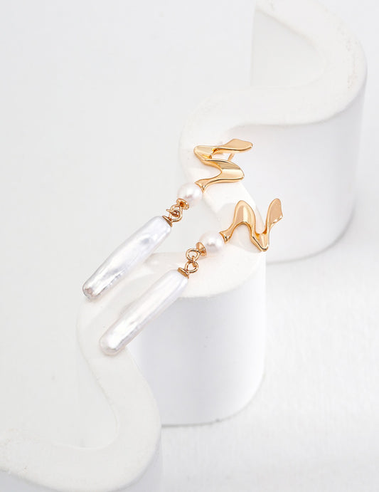 Boucles d’oreilles en argent 925 avec perles naturelles – Inspiration fluide & élégance contemporaine