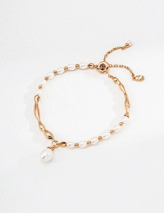 Bracelet en argent 925 avec perles naturelles – Design fluide